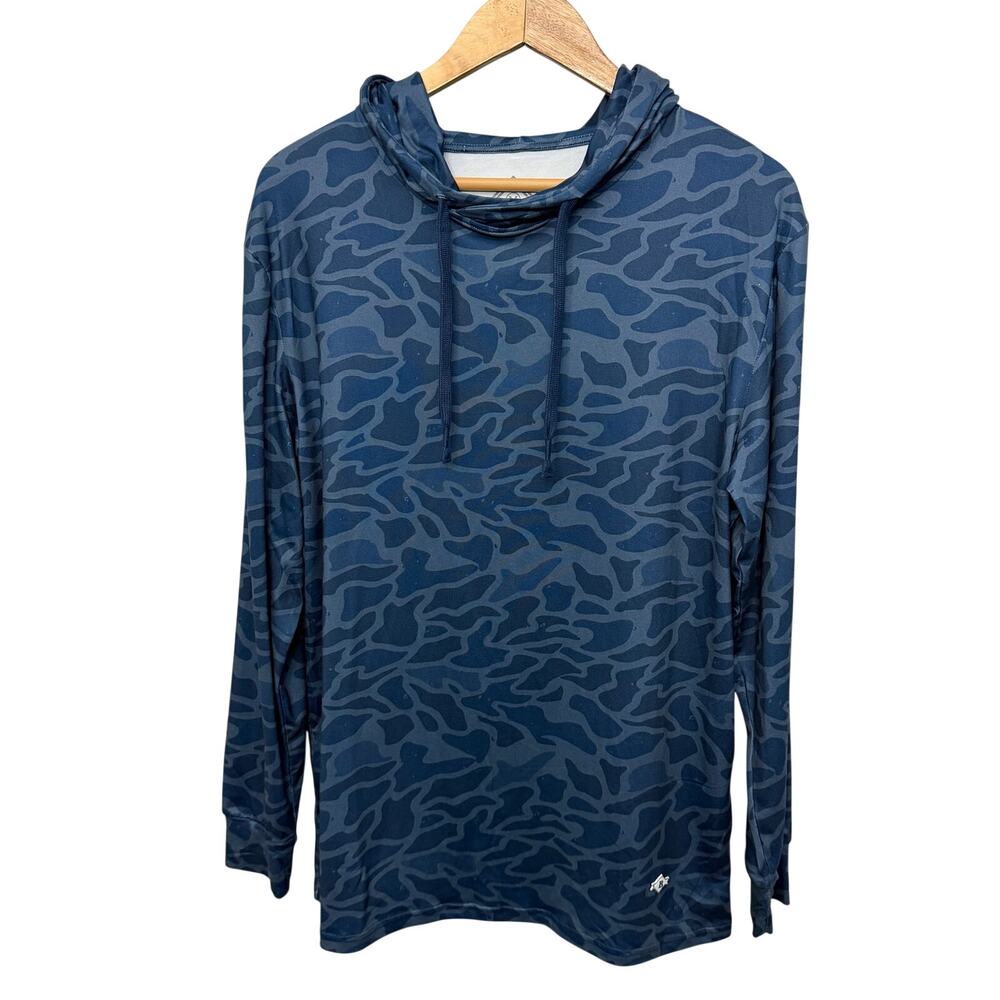 Burlebo Hoodie Mens Size Medium Blue Camouflage Camo Performance Golf UPF 50